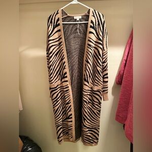 Honey Punch Black and Tan Animal Print Cardigan